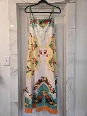 Citrus Lemon Print Maxi Dress
